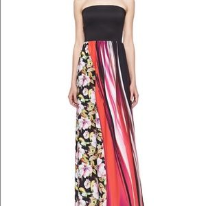 Clover Canyon Strapless Botanical & Wave Dress